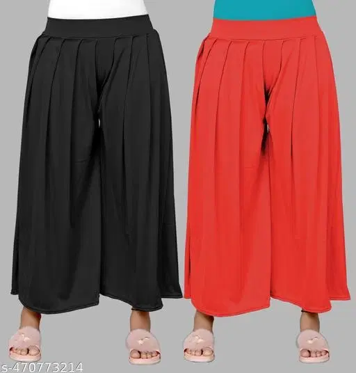 Palazzos for Women, Pack of 2 (Black, S)