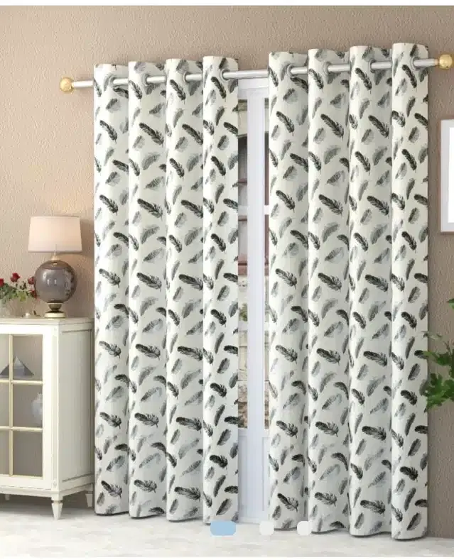 Polyester Printed Window & Door Curtains, Pack of 2, Grey, 5 feet