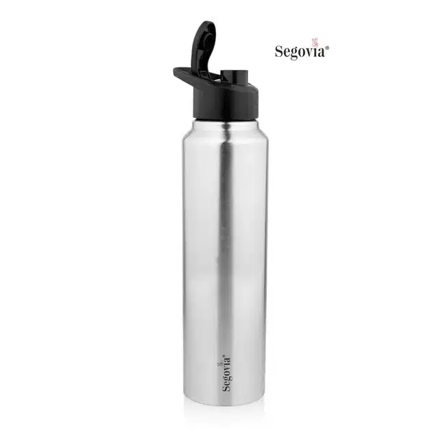 Stainless Steel Aqua Single Walled Water Bottle with Sipper Cap, Pack of 1, Silver, 1000 ml, SS-07