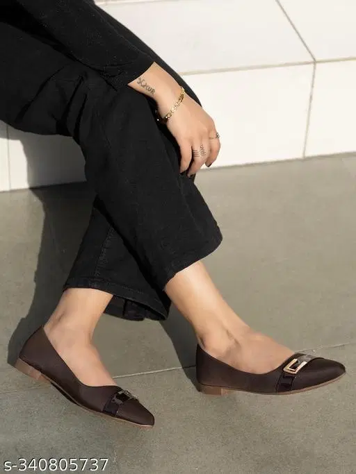 Solid Flatform Ballerinas for Women (Brown, IND-3)