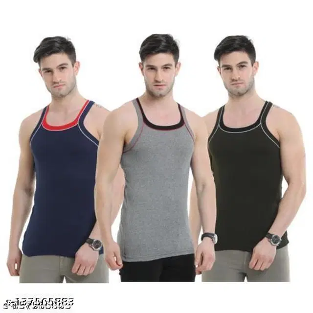 Cotton Vests for Men, Pack of 3 (Multicolor, XXL)