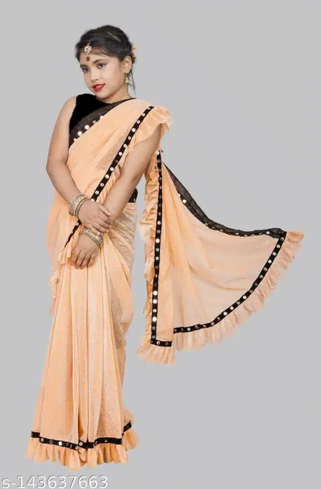 Ready to Wear Saree for Girls (Orange, 4-5 Years)