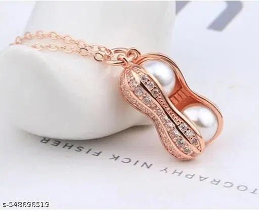 Trendy Pearl Peanut Pendant Necklace Chain for Women & Girls