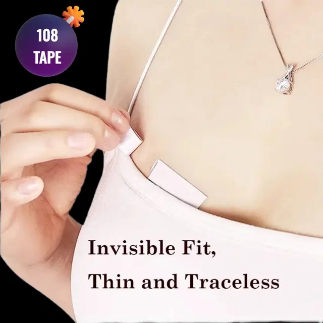 Acrylic Film Clothing 108 Double Sided Tape Strips, Transparent, Set of 1