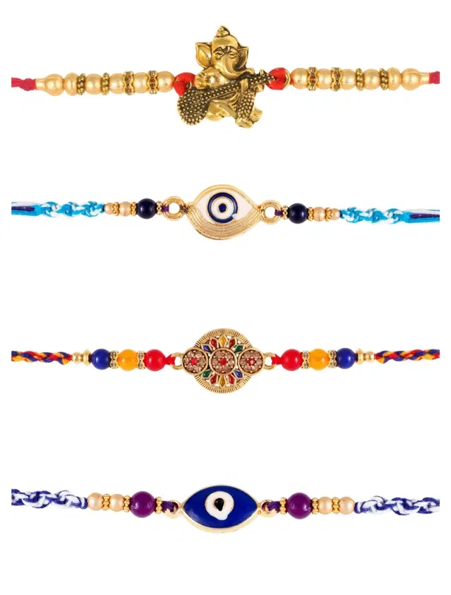Designer Rakhi for Rakshabandhan, Multicolor, Pack of 4