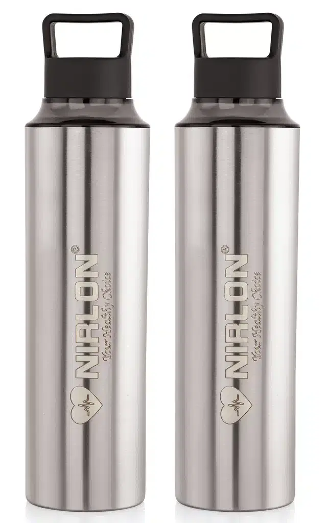 Stainless Steel Insulated Single Wall Water Bottle, Pack of 2, Silver, 900 ml