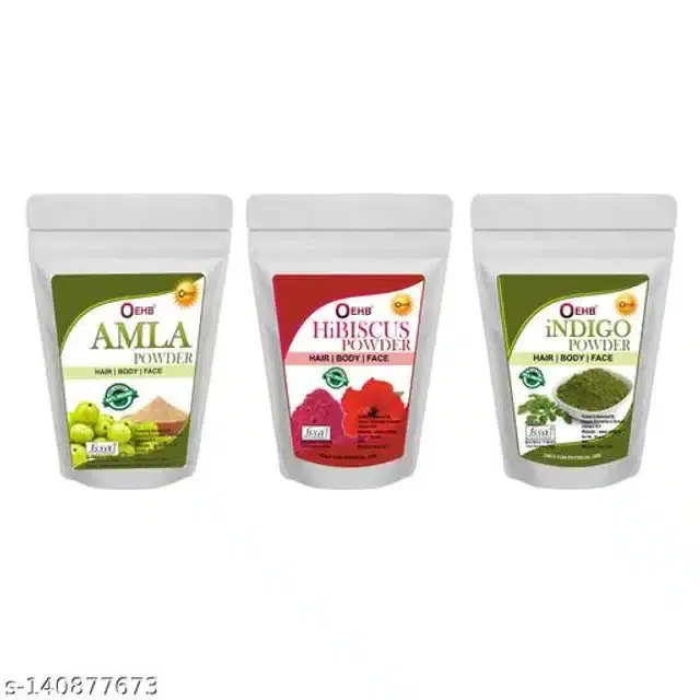 OEHB Amla with Hibiscus & Indigo Powder, 50 g, Pack of 3