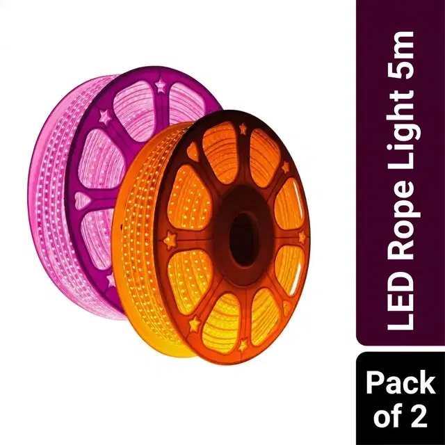 Mprow 5 Meter Led Rope Light - Pink & Orange (Combo Pack of 2)