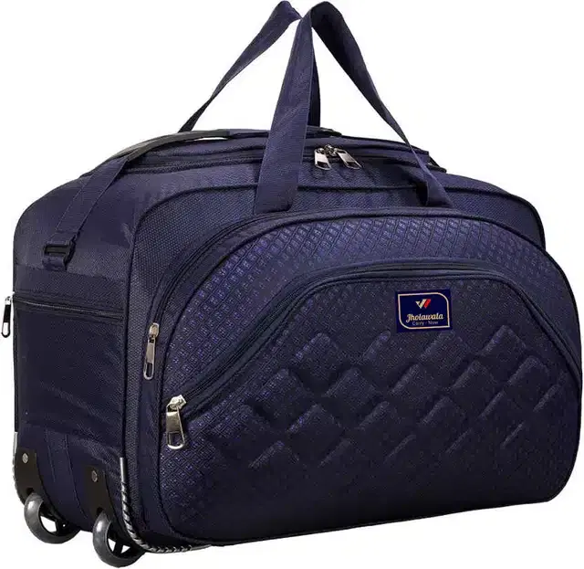 Polyester Traveling Luggage Bag with Wheels, Blue,61 L