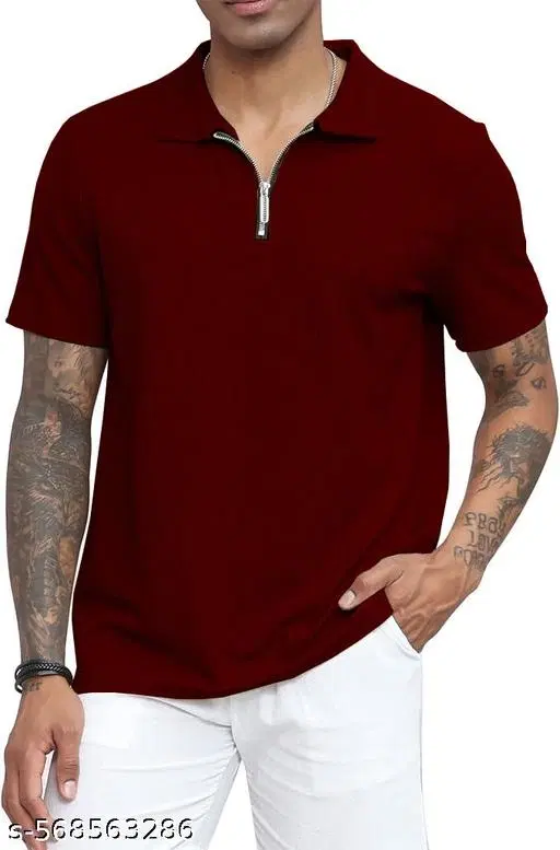 Cotton Blend T-shirt for Men, Maroon (S)