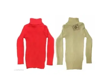 Woolen Solid High Neck Sweaters for Girls, Pack of 2 (Red & Beige, 18-24 Months)