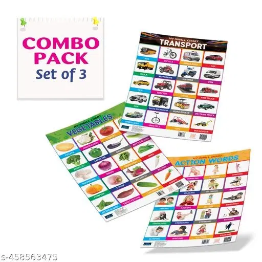 Bookford Publications My small chart Action Words, Vegetables & Transport (Set of 3)
