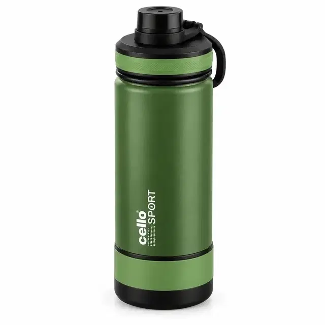 Cello Sipzo Stainless Steel Sports Bottle, 750 ml, Green | Pack Of 1 | Leak-Proof Cap | Lightweight & Durable