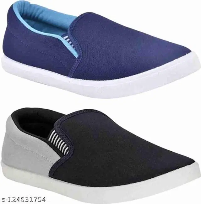 Loafers for Men, Pack of 2 (Blue & Black, 9)