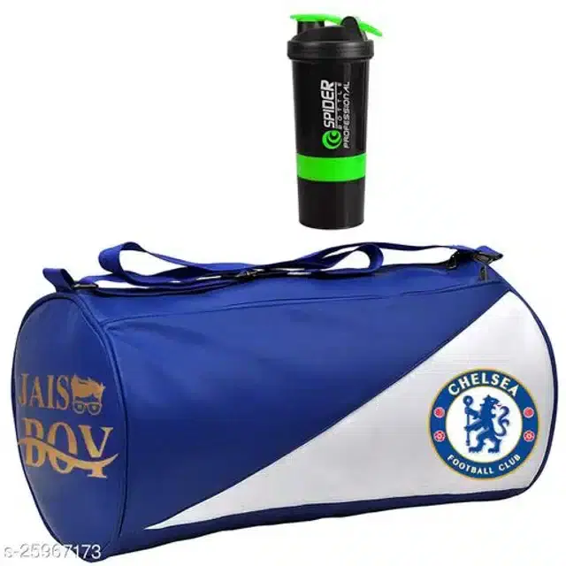 Combo of Gym Bag with Shaker Bottle, 400 ml, Multicolor, Set of 2