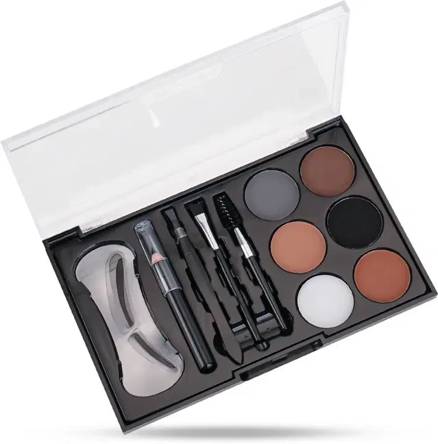 COLORS QUEEN Eyebrow Styling Kit With Wax, Spoolie, Pencil, Stencil, Plucker & Angular Brush, 15 g