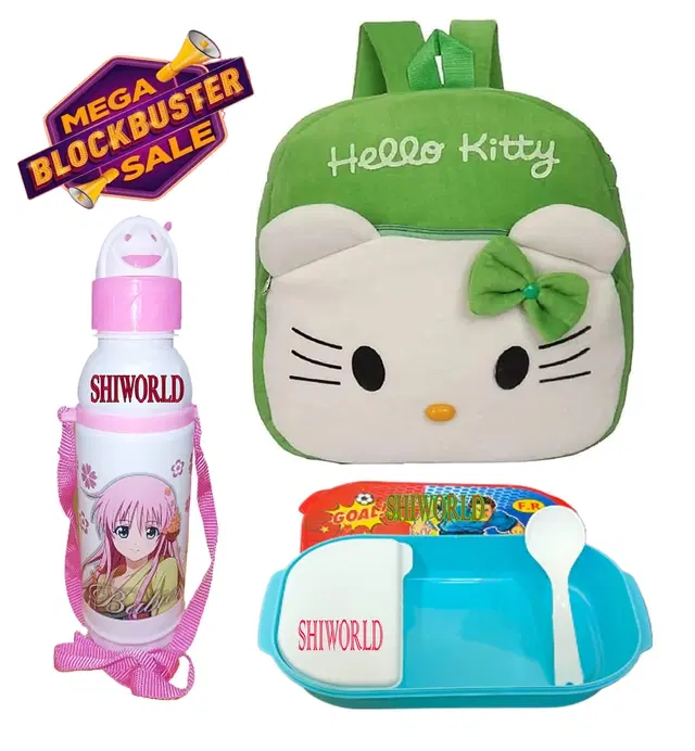 Kids Backpacks with Lunch Box & Water Bottle, Multicolor, Pack of 3