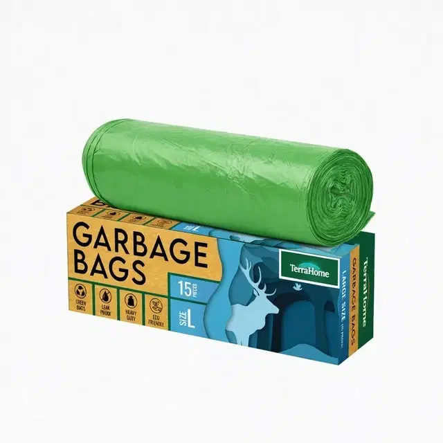 TerraHome Large Garbage Bags Box, 15 Pcs, 24"x32"