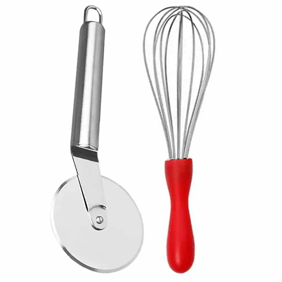 Oc9 Stainless Steel Egg Whisk & Pizza Cutter For Kitchen Tool Set