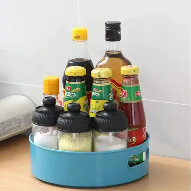 Revolving Kitchen Organizer Tray, Blue