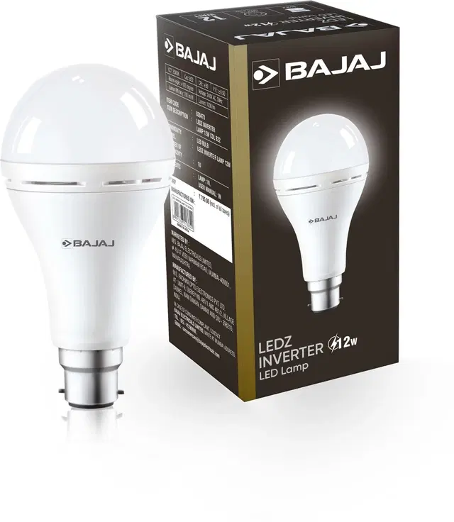BAJAJ 12 W Inverter Round B22 LED Bulb  (White)