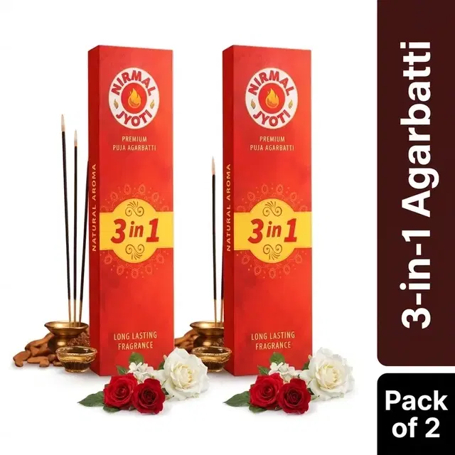 Nirmal Jyoti 3 in1 Agarbatti (Loban, Sandal & Rose) 2X75 g (Pack of 2)