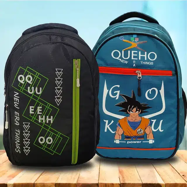 Printed Backpacks for Kids, Multicolor, Pack of 2