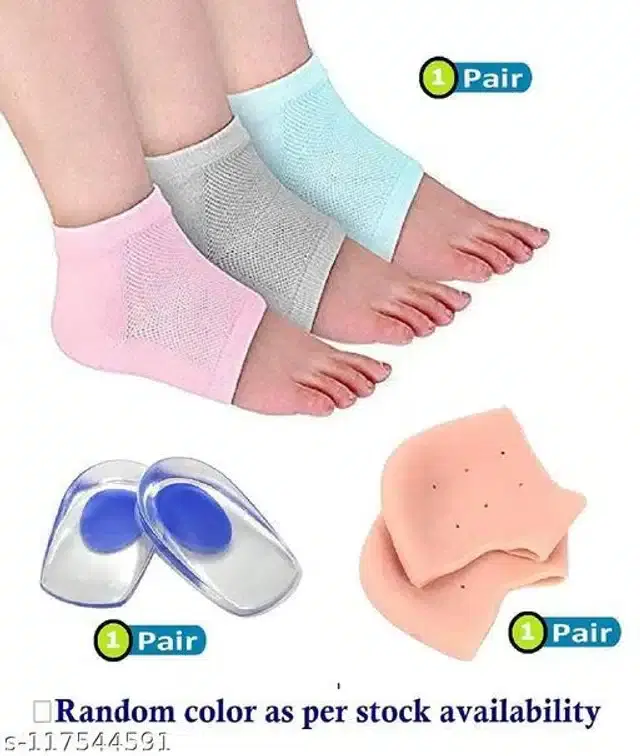 Moisturizing Silicon Gel Socks with Foot Pad, Assorted, Set of 3