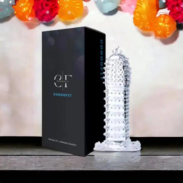 Crystal Dotted Reusable Condom for Men, Transparent
