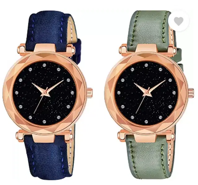 Analog Watch for Women & Girls, Pack of 2 (Multicolor)