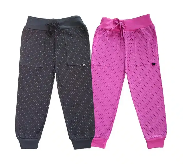Cotton Blend Polka Dot Printed Capris for girls, Pack of 2 (Multicolor, 3-4 Years)