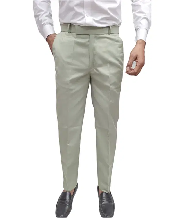 Slim Fit Solid Formal Trouser for Men (Mint Green, 28)