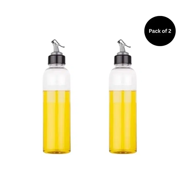 1 Litre Food-Grade Plastic Transparent Oil Dispenser For Cooking (Pack Of 2)