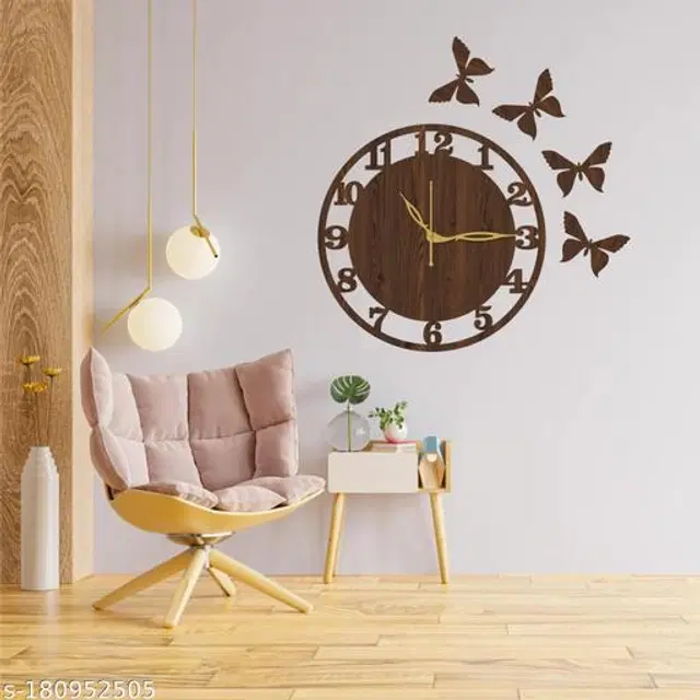 Wooden Wall Clock for Home, Brown