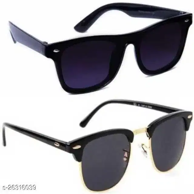 Sunglasses For Men, Pack of 2 (Black & Purple)