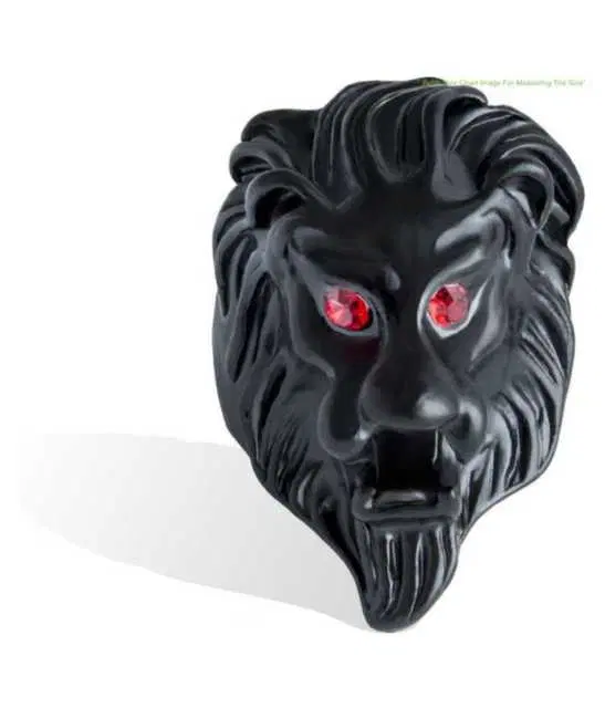 BHARDWAJ RETAILS Black Lion Head Design Stainless Steel Ring for Men & Boys Stainless Steel Black plated ring, Pack of 1 (Assorted) (BR31)