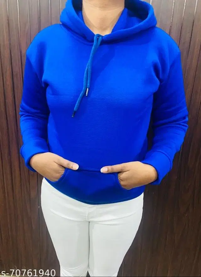 Woolen Hoodie for Women (Blue, XL)