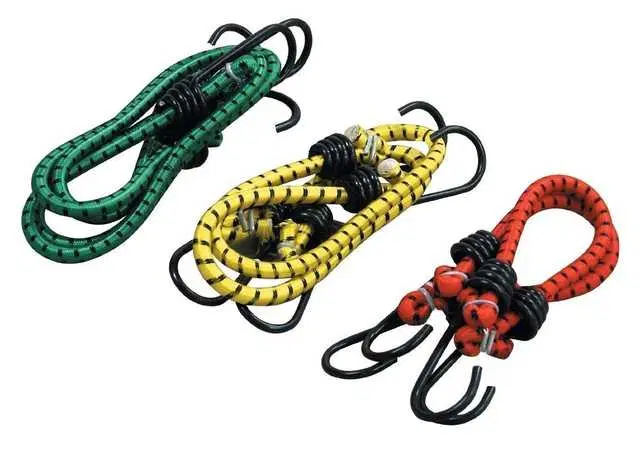 Steel Hook Elastic Bike Rope, 3 Pcs, Multicolor, R-331