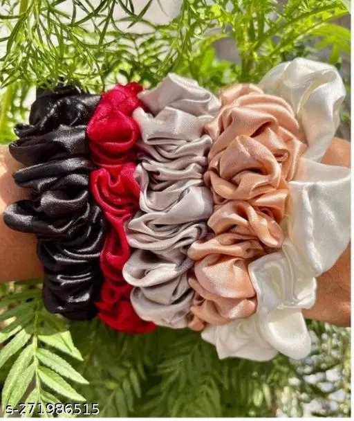 Pure Silk Scrunchies for Women, Pack of 12 (Multicolor)