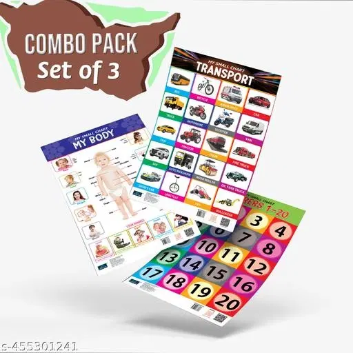 Bookford Publications My small chart Numbers, My Body & Transport (Set of 3)