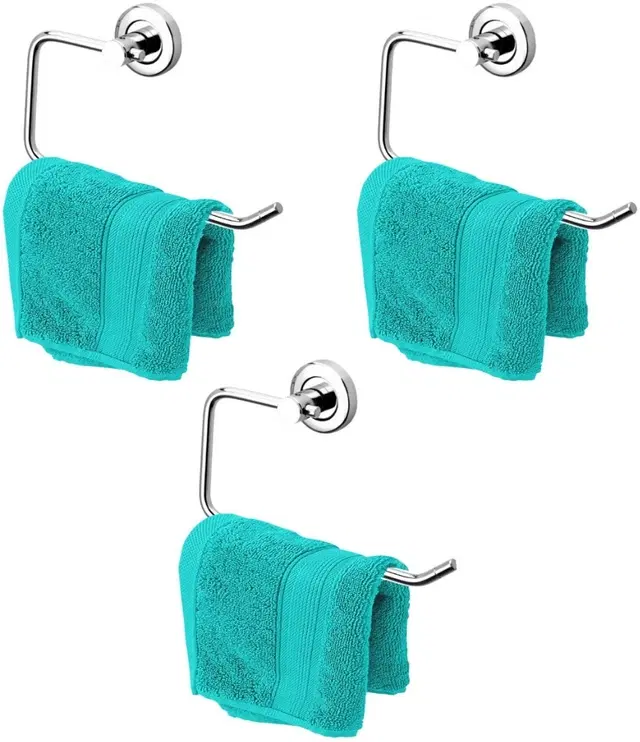 Stainless Steel Multipurpose Towel Ring with Wall Flange, Silver, Set of 3