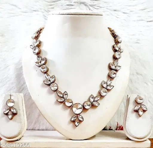 Alloy Jewellery Set for Women & Girls, White