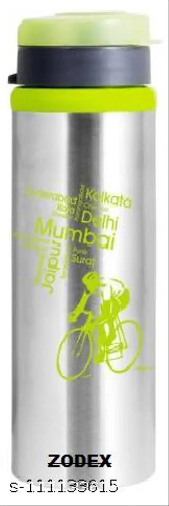 Plastic Water Bottle, Green & Silver, 1000 ml