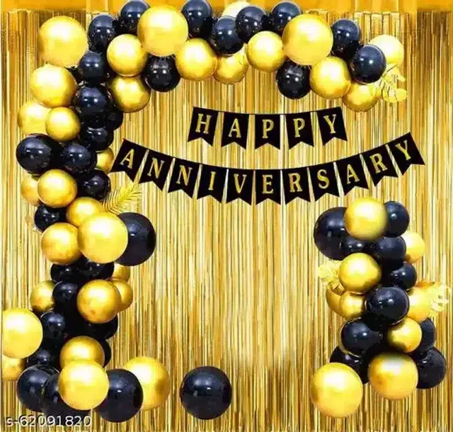 Happy Anniversary Banner with Balloons Decoration Kit, Multicolor, Pack of 48