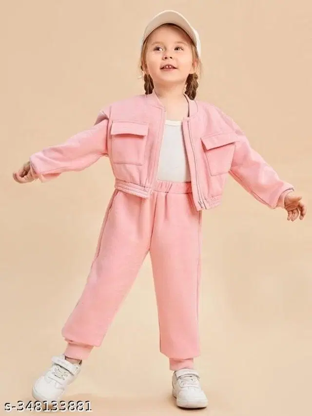Woolen Solid Clothing Sets for Boys & Girls (Pink, 2-3 Years)