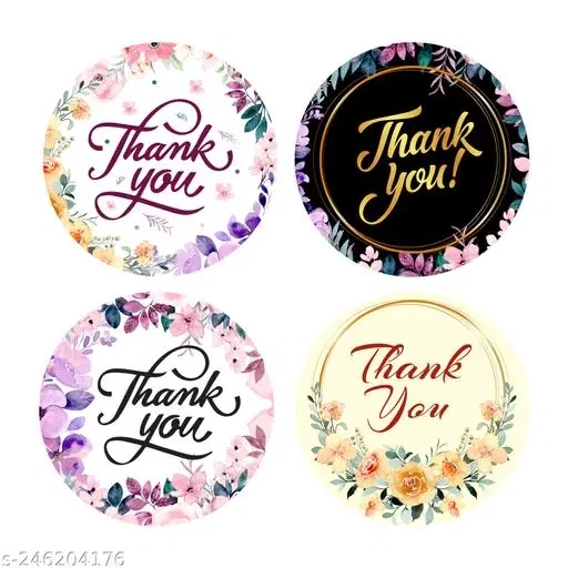 Floral Thank You Stickers, Multicolor, 1.5 inches, Pack of 100