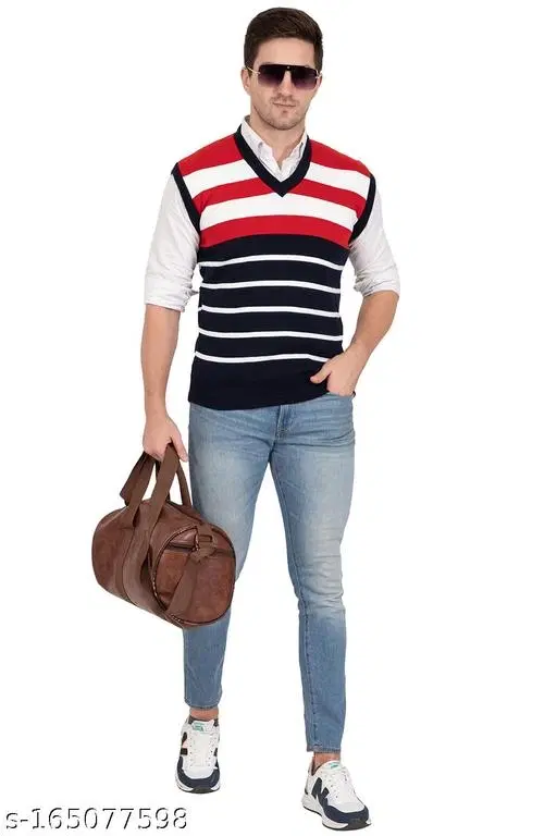 Half Sleeves Sweater for Men (Multicolor, M)