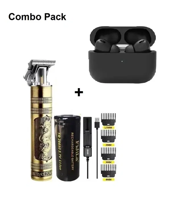 Metal Buddha Trimmer For Men (Vintage -T9) and Life Like PRO In Ear True Wireless Bluetooth Headphone (Combo Pack)