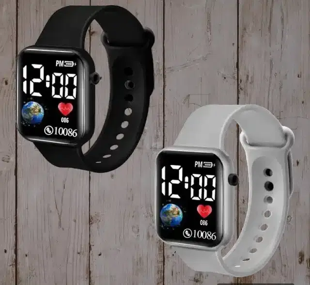 Digital Watch for Men & Women, Pack of 2 (Multicolor)