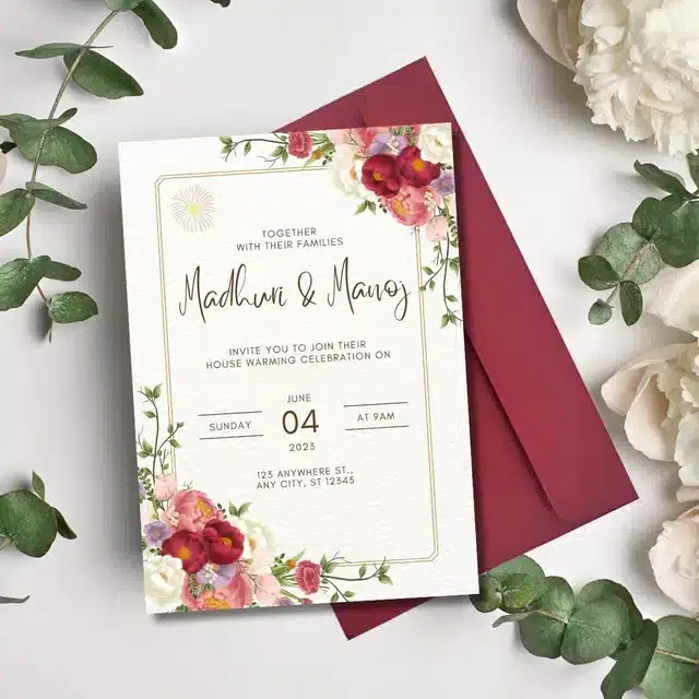 Housewarming Party Greetings with Envelope, Multicolor